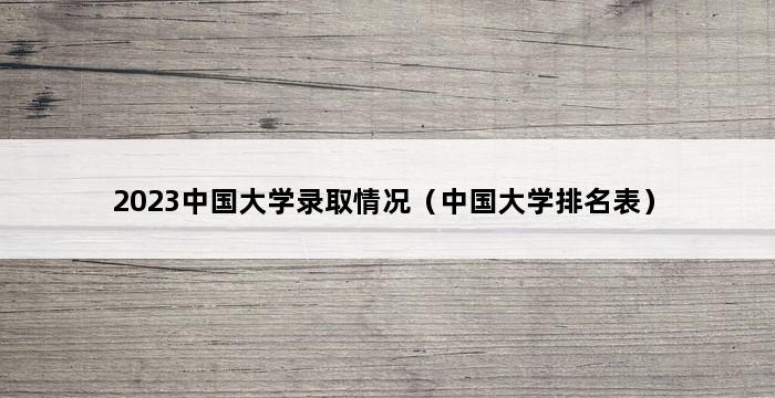 2023中国大学录取情况（中国大学排名表） 