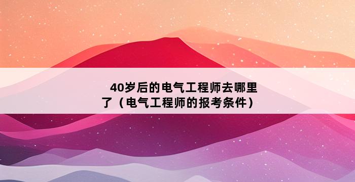 40岁后的电气工程师去哪里了（电气工程师的报考条件） 