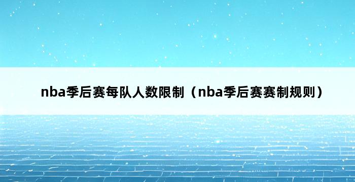 nba季后赛每队人数限制（nba季后赛赛制规则） 