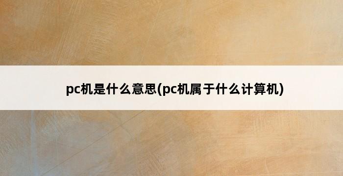 pc机是什么意思(pc机属于什么计算机) 