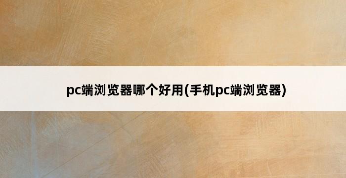 pc端浏览器哪个好用(手机pc端浏览器) 