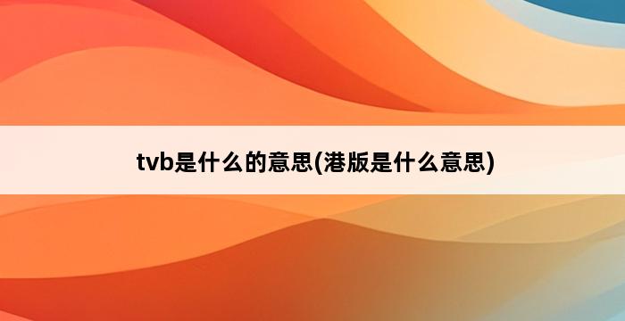 tvb是什么的意思(港版是什么意思) 