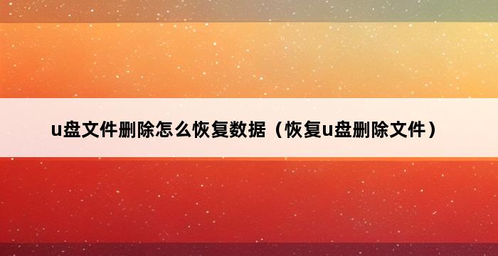 u盘文件删除怎么恢复数据（恢复u盘删除文件） 