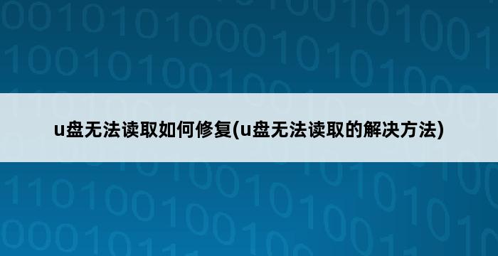 u盘无法读取如何修复(u盘无法读取的解决方法) 