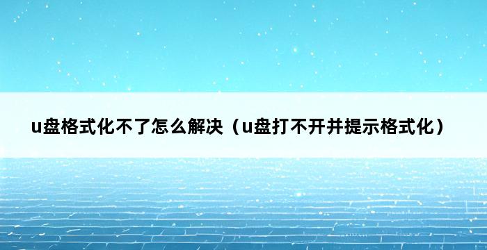 u盘格式化不了怎么解决（u盘打不开并提示格式化） 