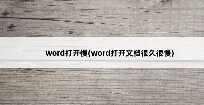 word打开慢(word打开文档很久很慢) 