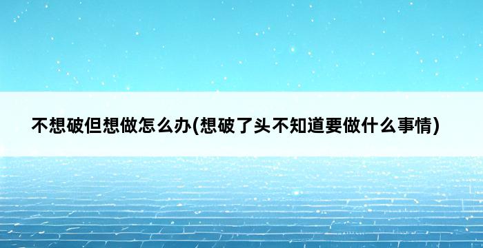 不想破但想做怎么办(想破了头不知道要做什么事情) 