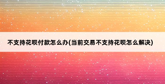 不支持花呗付款怎么办(当前交易不支持花呗怎么解决) 