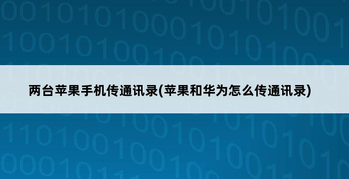 两台苹果手机传通讯录(苹果和华为怎么传通讯录) 