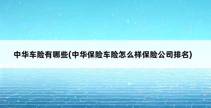 中华车险有哪些(中华保险车险怎么样保险公司排名) 