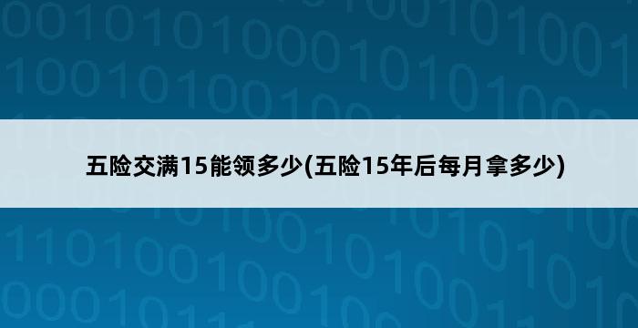 五险交满15能领多少(五险15年后每月拿多少) 