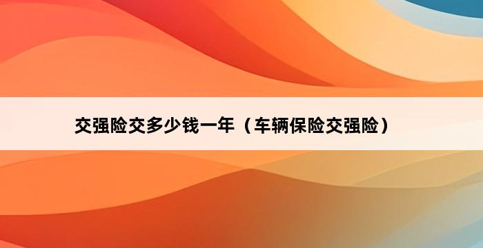 交强险交多少钱一年（车辆保险交强险） 