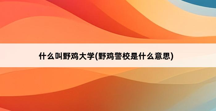 什么叫野鸡大学(野鸡警校是什么意思) 