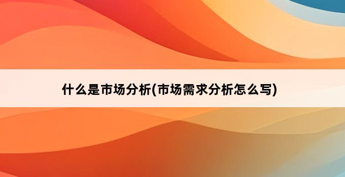 什么是市场分析(市场需求分析怎么写) 