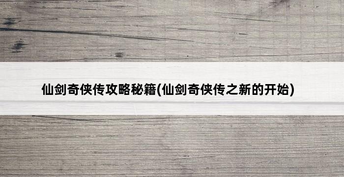 仙剑奇侠传攻略秘籍(仙剑奇侠传之新的开始) 