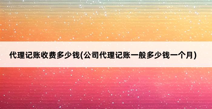 代理记账收费多少钱(公司代理记账一般多少钱一个月) 