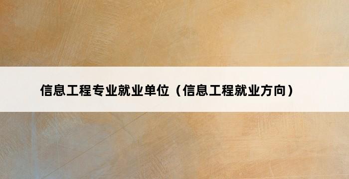 信息工程专业就业单位（信息工程就业方向） 