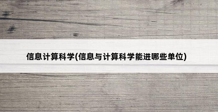 信息计算科学(信息与计算科学能进哪些单位) 