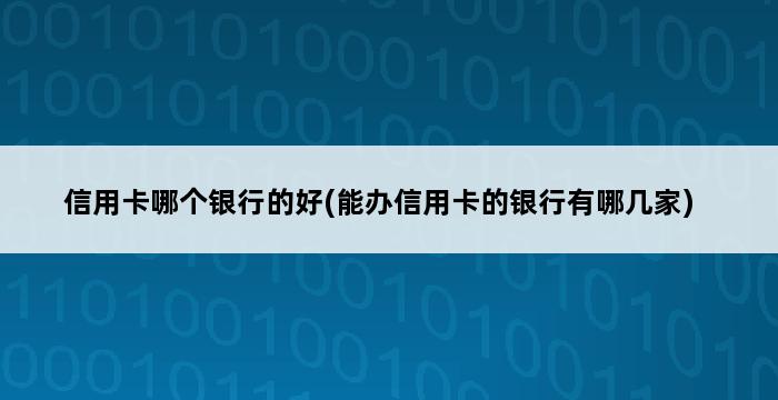 信用卡哪个银行的好(能办信用卡的银行有哪几家) 