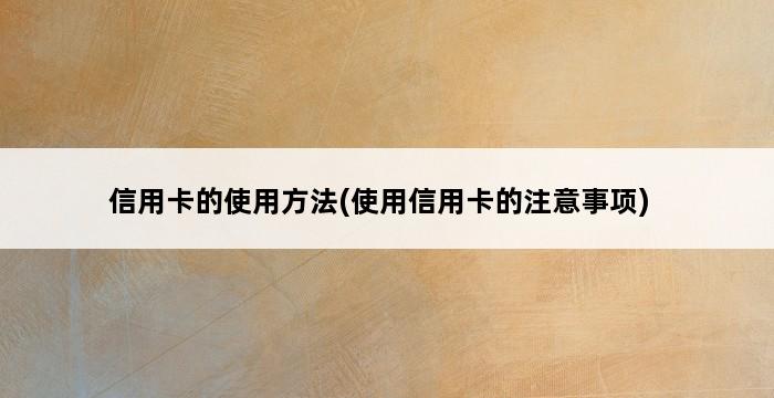 信用卡的使用方法(使用信用卡的注意事项) 