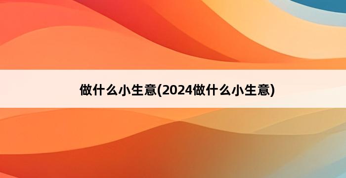 做什么小生意(2024做什么小生意) 