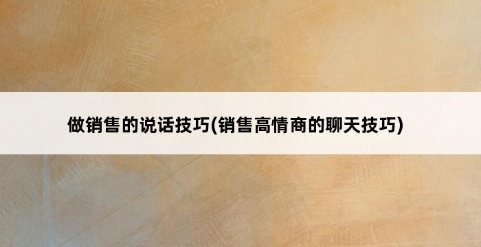 做销售的说话技巧(销售高情商的聊天技巧) 