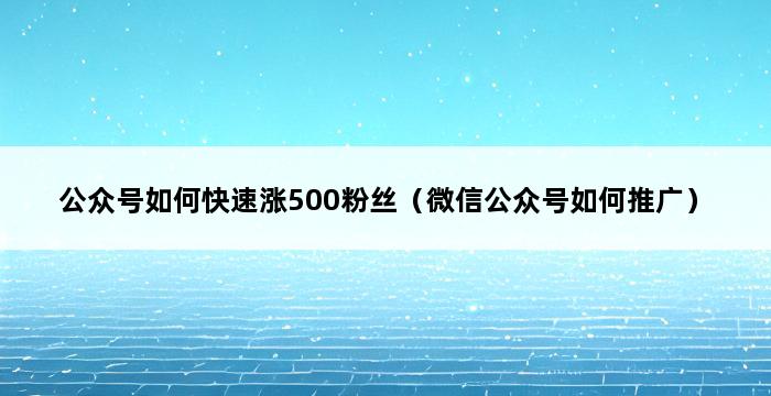 公众号如何快速涨500粉丝（微信公众号如何推广） 