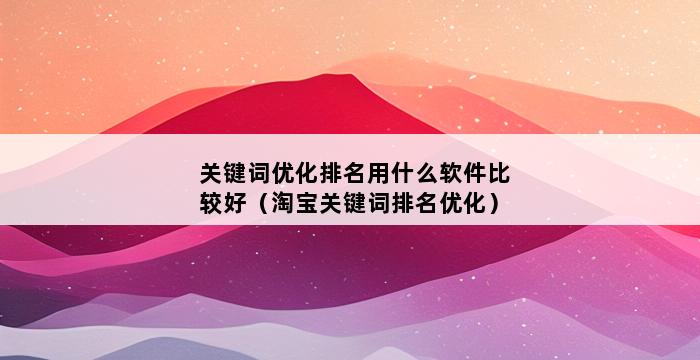 关键词优化排名用什么软件比较好（淘宝关键词排名优化） 