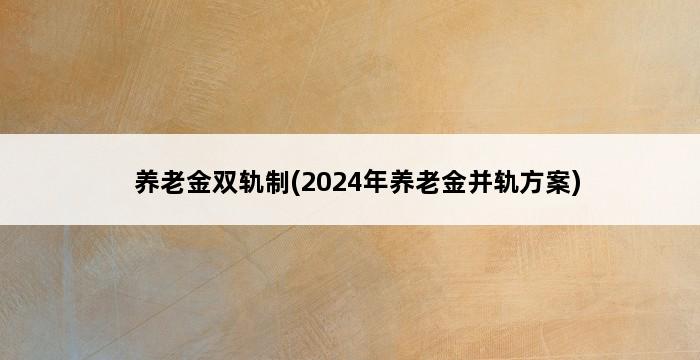 养老金双轨制(2024年养老金并轨方案) 