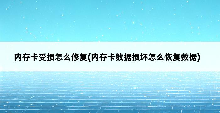 内存卡受损怎么修复(内存卡数据损坏怎么恢复数据) 