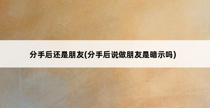 分手后还是朋友(分手后说做朋友是暗示吗) 