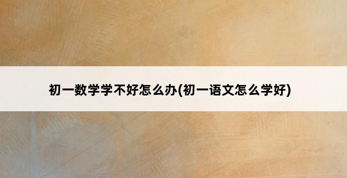 初一数学学不好怎么办(初一语文怎么学好) 