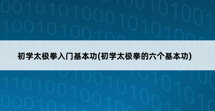 初学太极拳入门基本功(初学太极拳的六个基本功) 