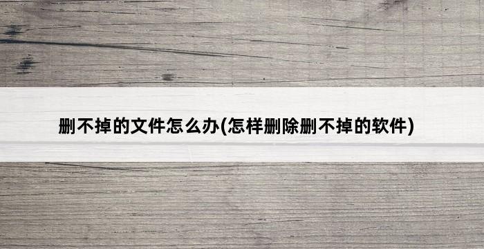 删不掉的文件怎么办(怎样删除删不掉的软件) 