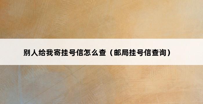 别人给我寄挂号信怎么查（邮局挂号信查询） 