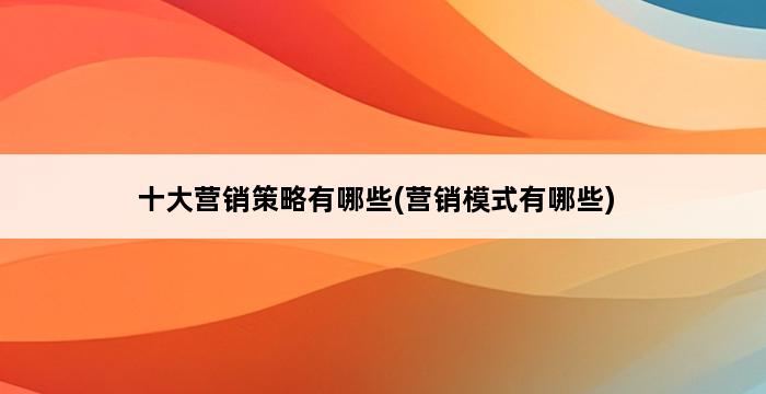 十大营销策略有哪些(营销模式有哪些) 