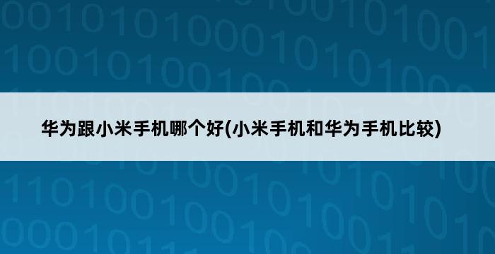 华为跟小米手机哪个好(小米手机和华为手机比较) 