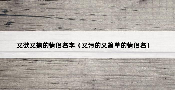 又欲又撩的情侣名字（又污的又简单的情侣名） 