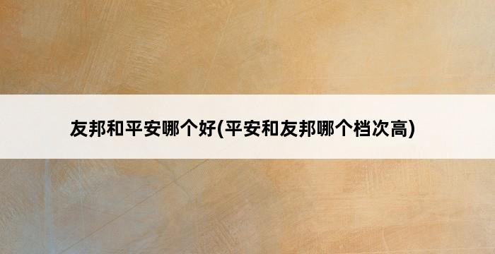 友邦和平安哪个好(平安和友邦哪个档次高) 