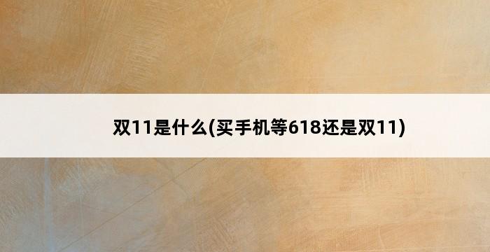 双11是什么(买手机等618还是双11) 