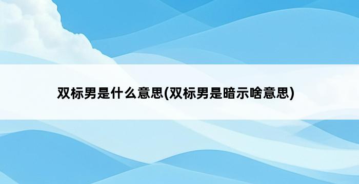 双标男是什么意思(双标男是暗示啥意思) 