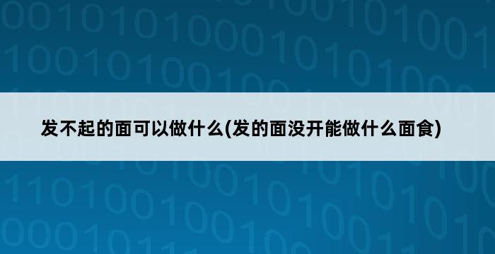 发不起的面可以做什么(发的面没开能做什么面食) 