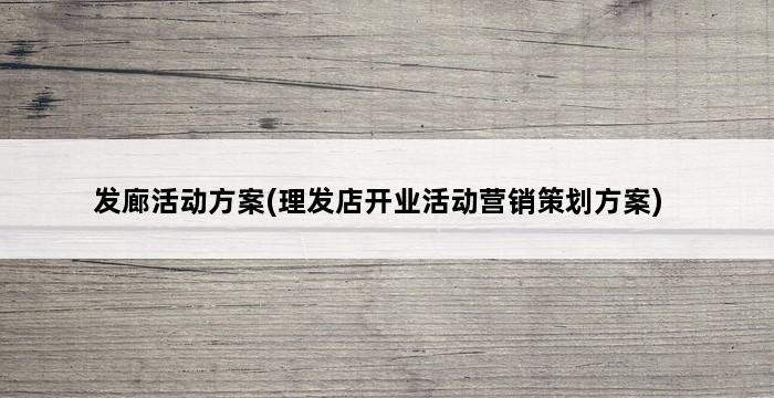 发廊活动方案(理发店开业活动营销策划方案) 