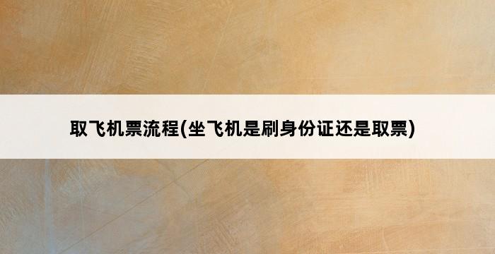 取飞机票流程(坐飞机是刷身份证还是取票) 