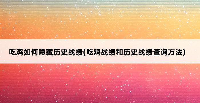 吃鸡如何隐藏历史战绩(吃鸡战绩和历史战绩查询方法) 