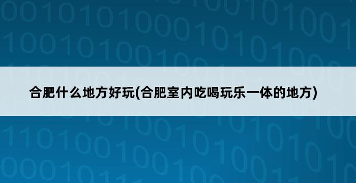 合肥什么地方好玩(合肥室内吃喝玩乐一体的地方) 