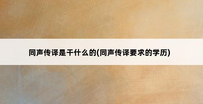 同声传译是干什么的(同声传译要求的学历) 