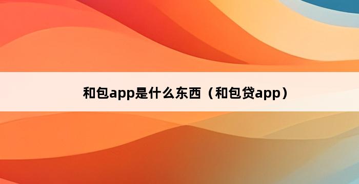 和包app是什么东西（和包贷app） 