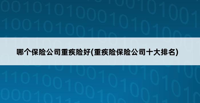 哪个保险公司重疾险好(重疾险保险公司十大排名) 