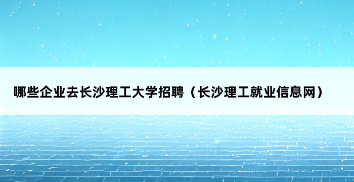 哪些企业去长沙理工大学招聘（长沙理工就业信息网） 